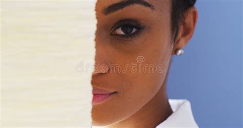 Closeup Of Black Woman Looking At Camera Stock Image Image Of Model Happy 44819239