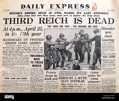 Terzo Reich è Morto Daily Express Front Page Titolo Di Giornale Su La Fine Della Seconda