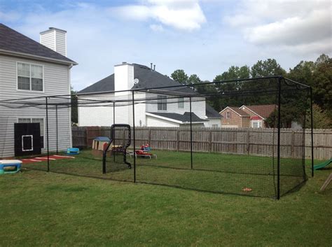 Long and features a metal frame built using pipe and kee klamp fittings. 45 ft. Batting cage kit and netting do it yourself and save