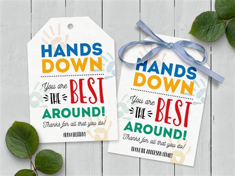 Hands Down You Are The Best Printable T Tag Editable Staff Etsy