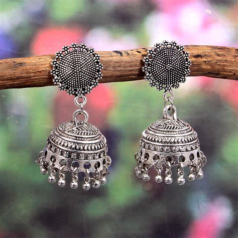 Oxidized Silver Plated Jhumka Earring Indian Jewelry Ethnic Jewelry