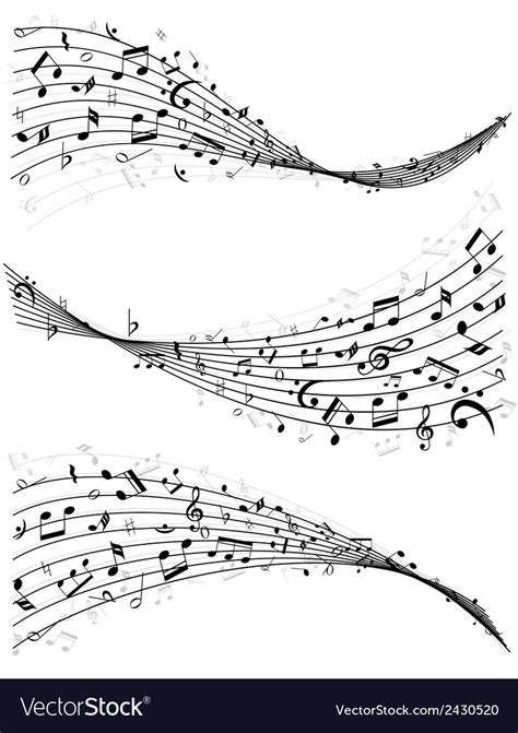 Wavy Lines Of Music Notes Royalty Free Vector Image
