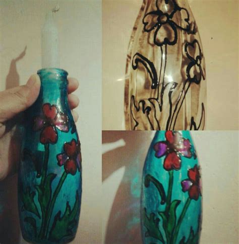 Diy Candleholder Glasspainting Amul Cool Glass Bottle Glasscrafts Diy Diy Candle Holders