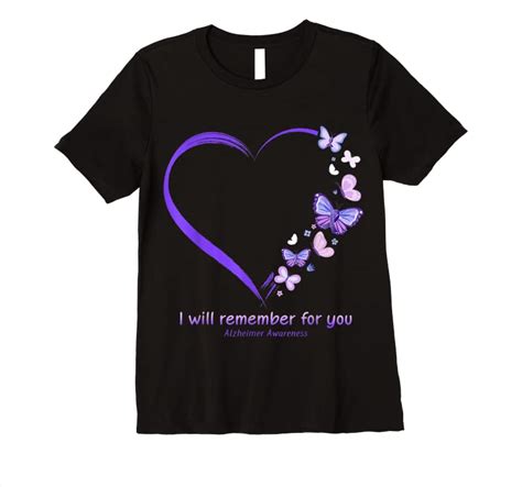 Unisex I Will Remember For You Butterfly Alzheimers Awareness T Shirts
