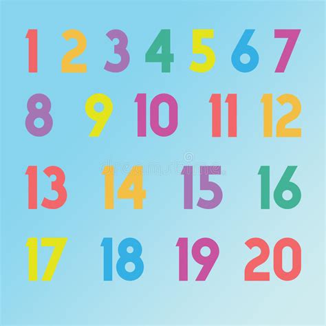 1 A 20 Numerics Dos Números Em Cores Diferentes Para Crianças
