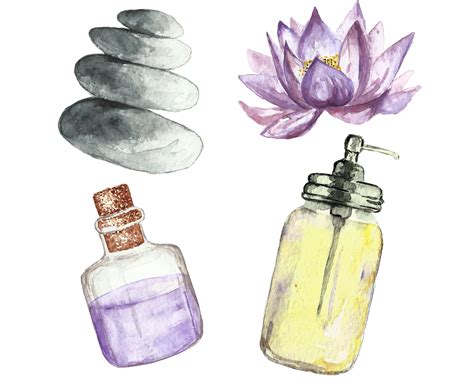 Spa Watercolor Clip Art Wellness And Relax Clipart Watercolor Planner