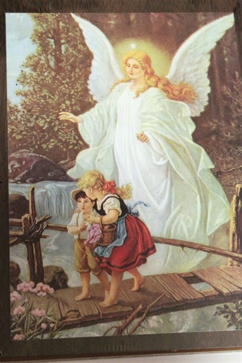 Guardian Angel With Children Crossing Bridge Wall Plaque