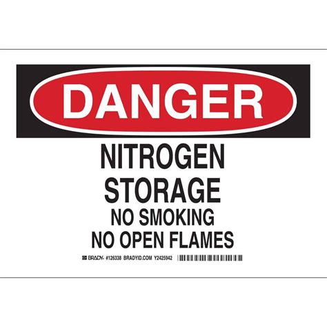 Brady Chemical And Hazard Sign Legend Nitrogen Storage No