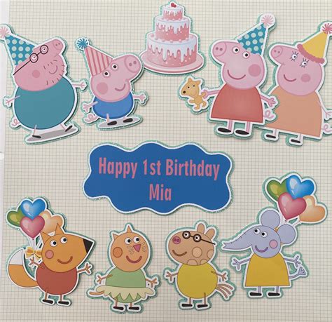 Peppa Pig Birthday Party Cake Topper Collection Etsy