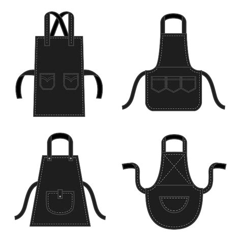 Premium Vector Black Kitchens Aprons Of Different Shapes With Pockets Professional Uniform For