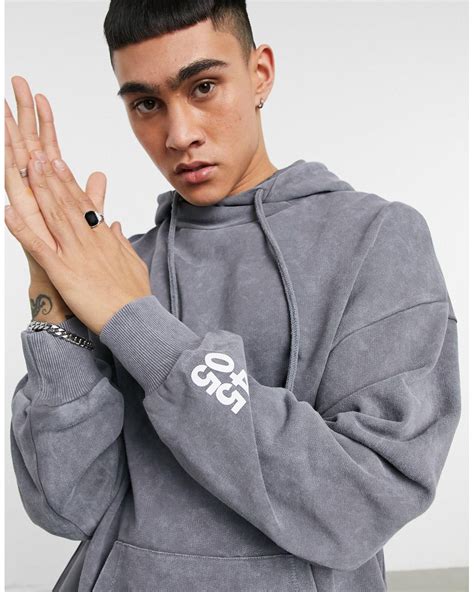 Asos 4505 Oversized Hoodie With Acid Wash In Grey For Men Lyst Canada