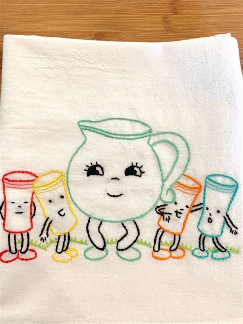 Happy Dishes Hand Embroidered Dish Towels Etsy