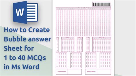 How To Create Bubble Answer Sheet For 1 To 40 Mcqs Question Paper In Ms