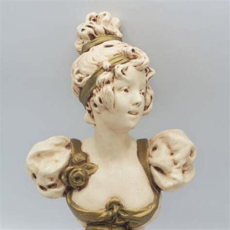 Art Nouveau Lady Woman Chalkware Bust Statue Ebay
