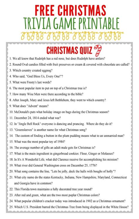 Free Printable Christmas Picture Quiz