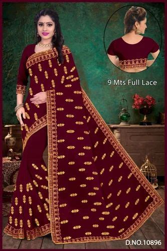 Sarika Fashion Maroon Fancy Embroidered Designer Saree 63 M With Blouse Piece At Rs 430 In Surat