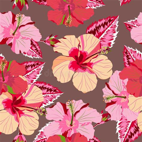 Seamless Tropical Flower Plant Pattern Background Stock Illustration
