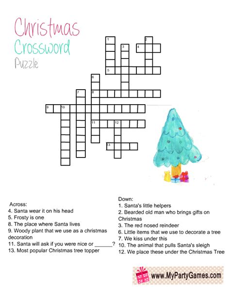 Christmas Crossword Puzzles For Adults