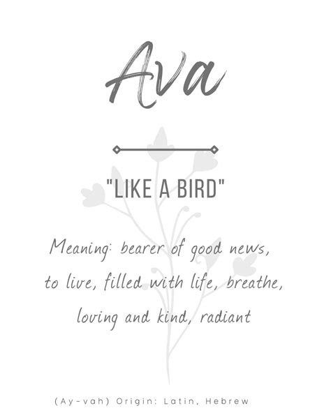 Ava Baby Name Meaning Baby Nursery Sign Printable Baby Name Etsy
