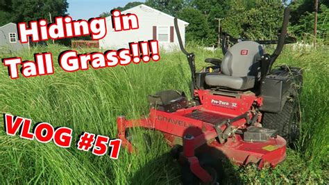 Mowing With Sef Hiding In Tall Grass Lawn Care Vlog 51 Youtube