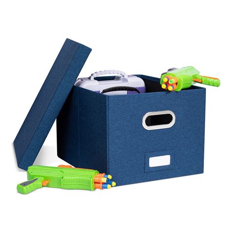 1 Pack Collapsible File Storage Organizer With Lid Navy Birdrock Home