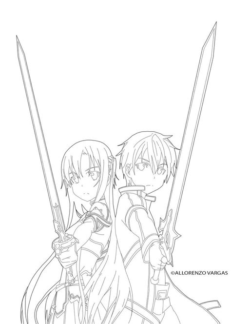Sword Art Online Kirito X Asuna Line Art By Puuuusa Sword Art Online
