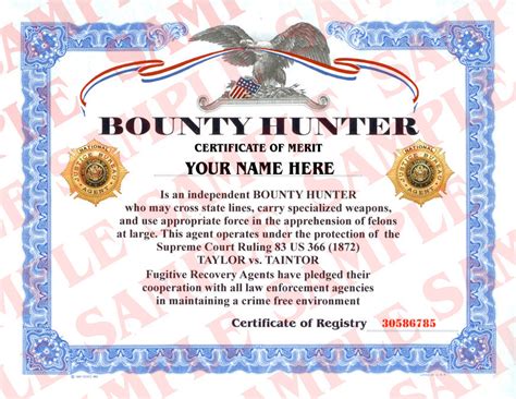 Bounty Hunter Certificate Maxarmory