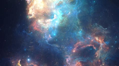 Wallpaper Nebula Glowing Space Galaxy Stars Bright Color Hd