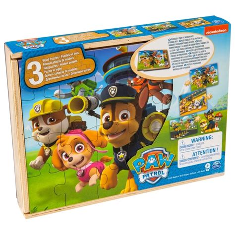 Paw Patrol 3 Pack Wooden Puzzles In Wood Storage Tray Smyths Toys Uk