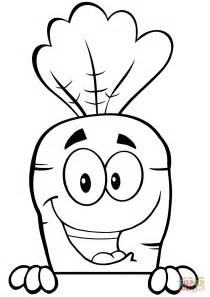 Cute Happy Cartoon Carrot Character Coloring Page Free