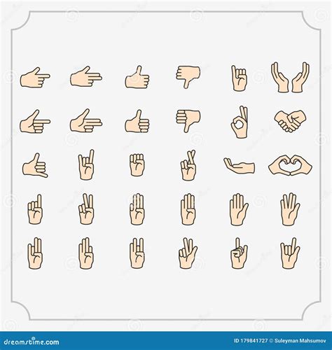 Gestures Line Icon Set Human Hand Signals Symbols Collection Or Sketches Finger Signs For Web