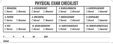 Your doctor gathers a large amount of information about you and your health just by watching and talking to you. Item# V-AN494 'Physical Exam Checklist' Label