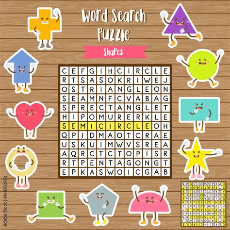 Words Search Puzzle Game Of Shapes For Preschool Kids Activity