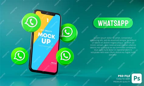 Premium Psd Whatsapp Icons Around Smartphone App Mockup 3d