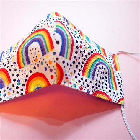 Cute Rainbow Face Mask With Pocket Insert For Filter 3 Layer Etsy