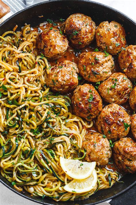 Yeah, you can *slide* right on over here. Garlic Butter Turkey Meatballs with Lemon Zucchini Noodles ...