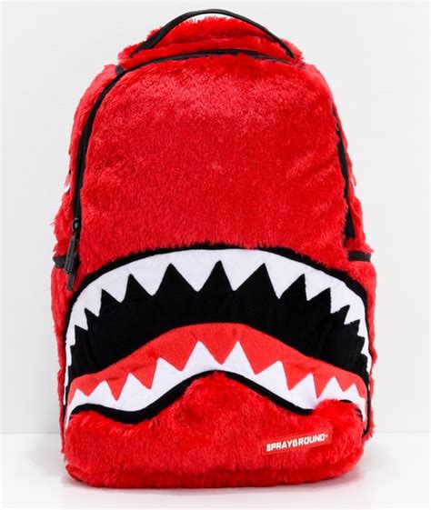 Sprayground Fur Monster Shark Mouth Red Backpack