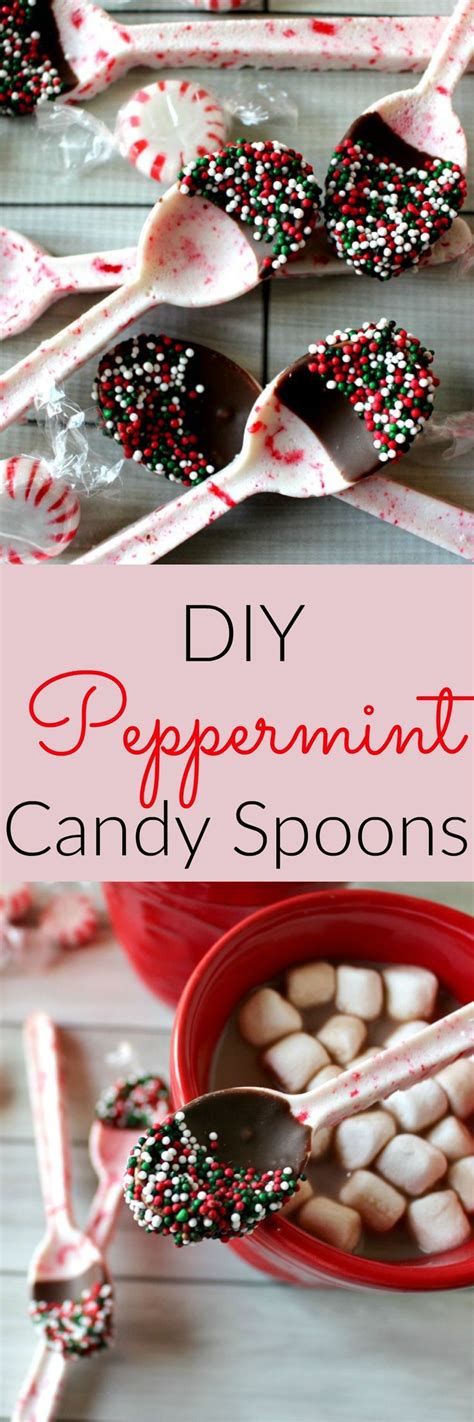 Dark chocolate is melted and combined with peppermint extract and then drizzled with both milk and white chocolate. Peppermint Candy Spoons - a cute and easy DIY holiday gift ...