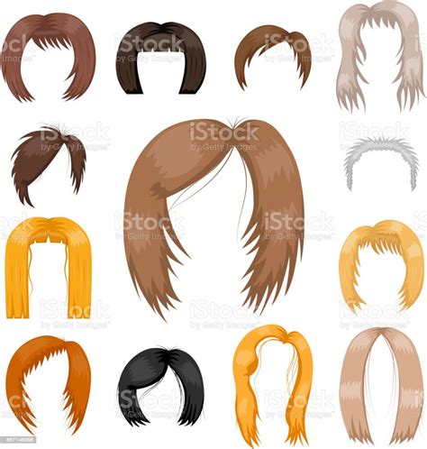Set Of Woman Hair Styling Vector Illustration Young Brown Silhouette