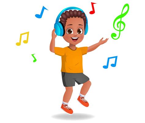Cute Boy Kid Listening To Music Stock Image Vectorgrove Royalty
