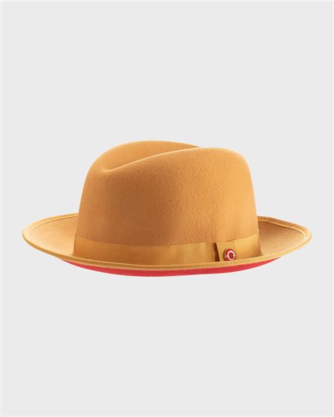Keith James Queen Red Brim Wool Fedora Hat Neiman Marcus