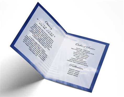 Staircase To Heaven Through Clouds Funeral Program Template Memorial
