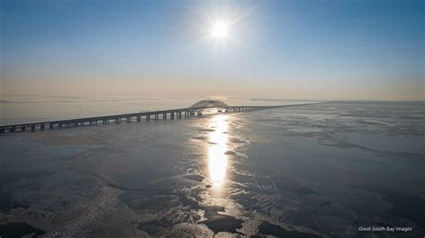 Photos And Video Above The Frozen Great South Bay Bridge Fire Island