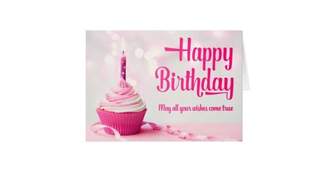 Happy Birthday Pink Cupcake Greeting Card Zazzle