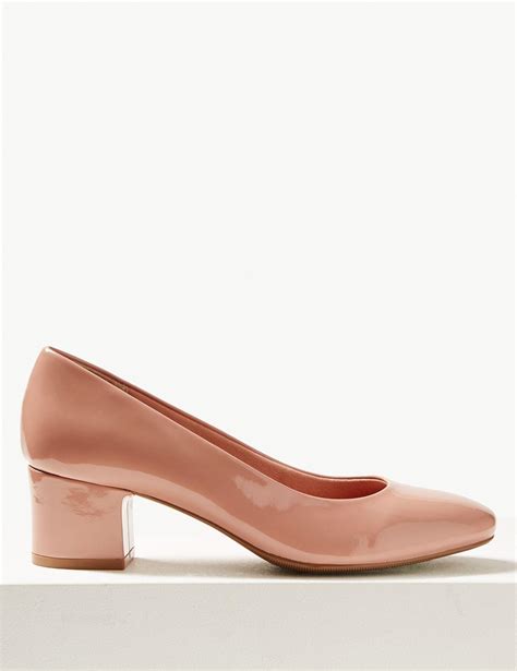 Marks Spencer Wide Fit Court Shoes Nude In Natural Lyst