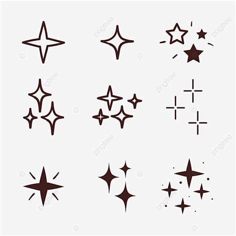 Glitter Shine Vector Art Png Line Star Glitter Shine Sticker Set Star