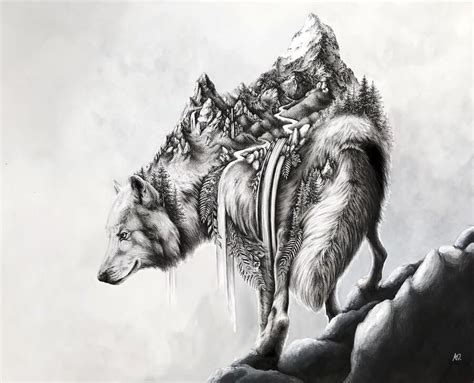 Only $25 for prints and commissions. Animal Drawings deep into Surrealism | Nature tattoos, Animal drawings, Wildlife tattoo