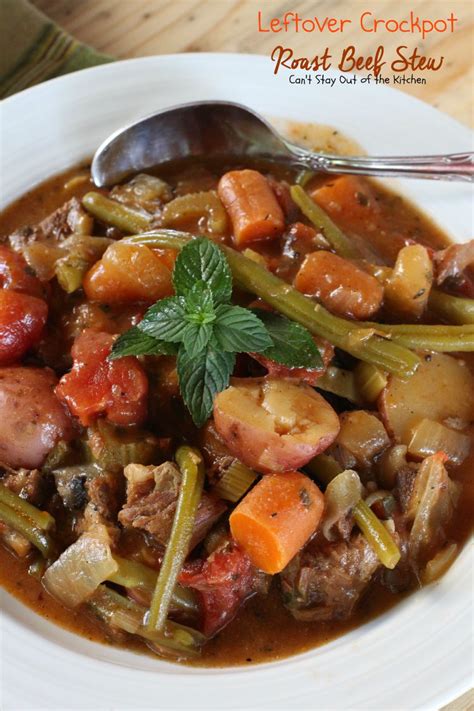 Use it to make another meal with our leftover pork recipes, including pork curry and potato salad. Leftover Crockpot Roast Beef Stew - Can't Stay Out of the Kitchen