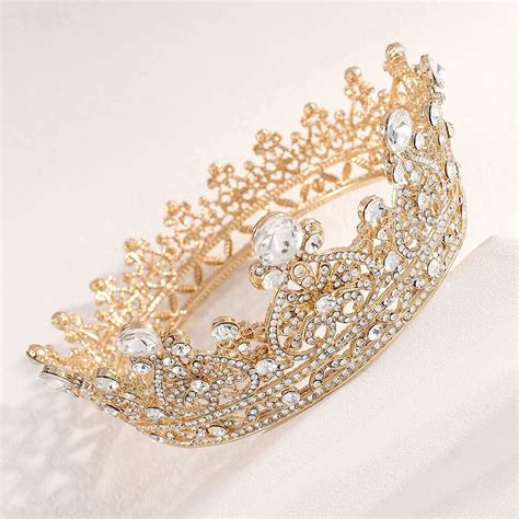 Gold Queen Crowns For Women Crystal Girls Tiara Birthday Crown And