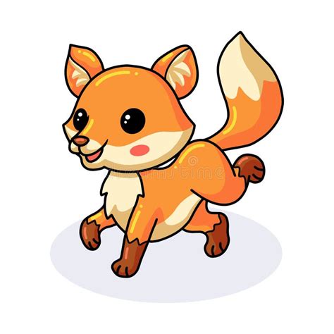 Cute Little Fox Cartoon Walking Stock Vector Illustration Of Creature